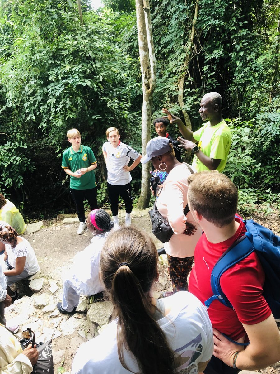 AAG guide briefing guests on the Kakum forest trail